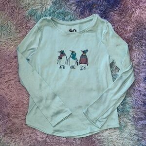 Kids Long Sleeve Shirt with Penguin Design